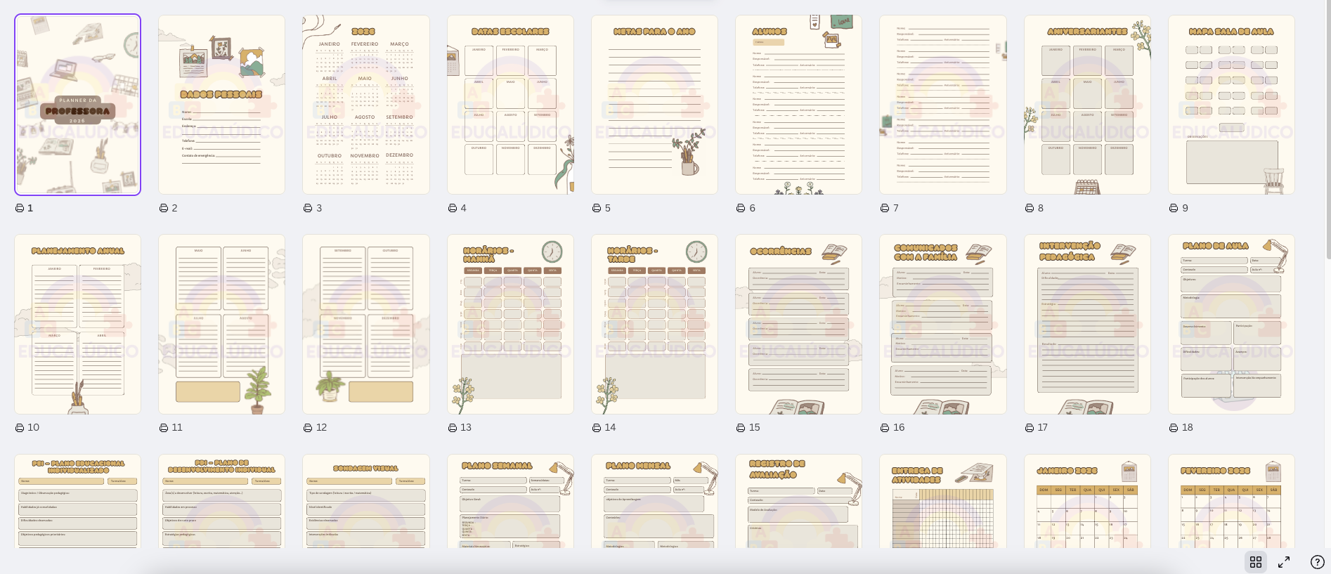 Mockup do Sistema Professora Organizada completo