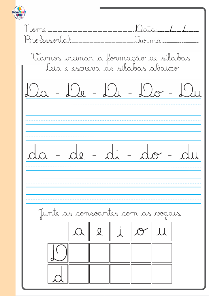 atividades para caligrafia