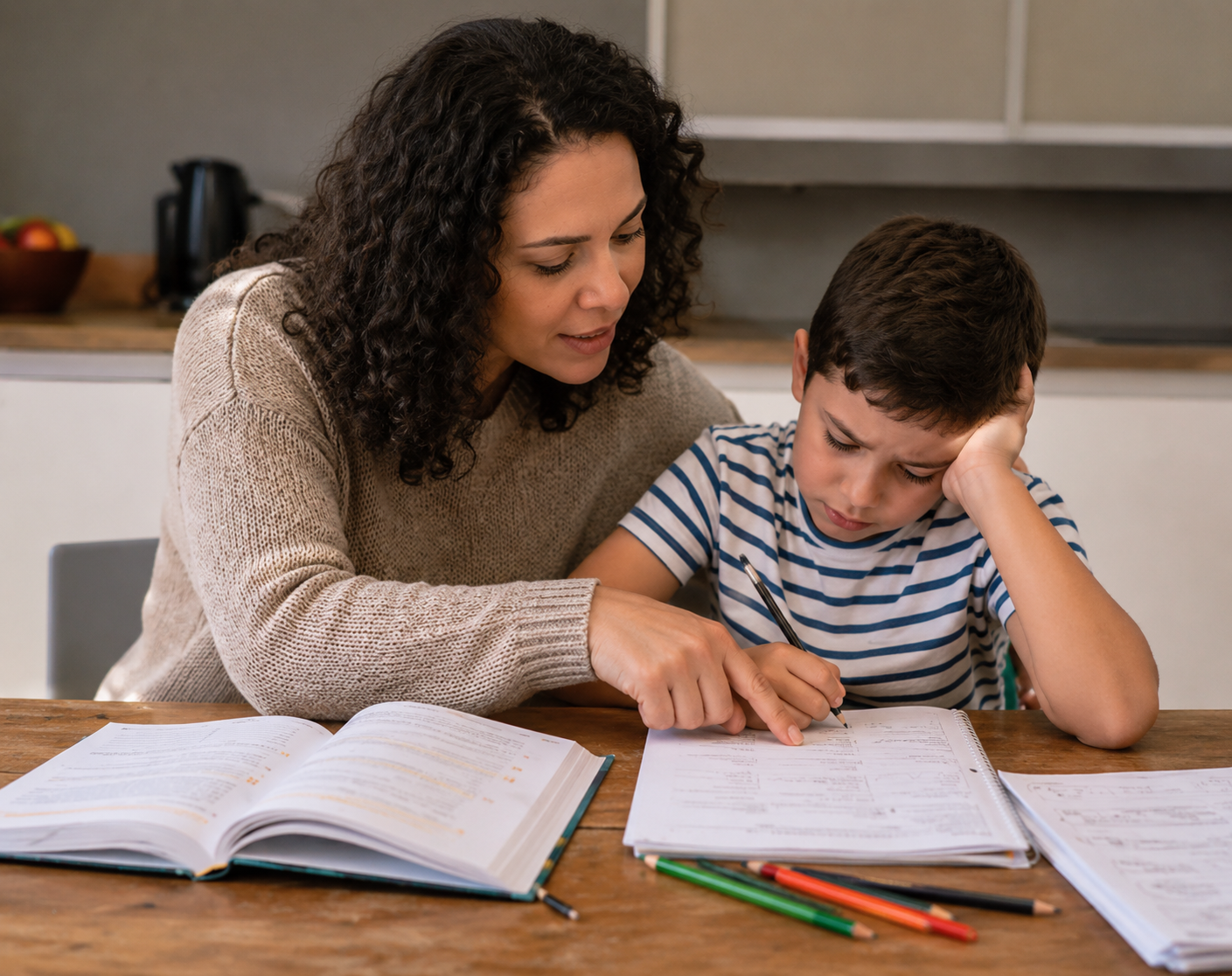 Mãe preocupada com filho
