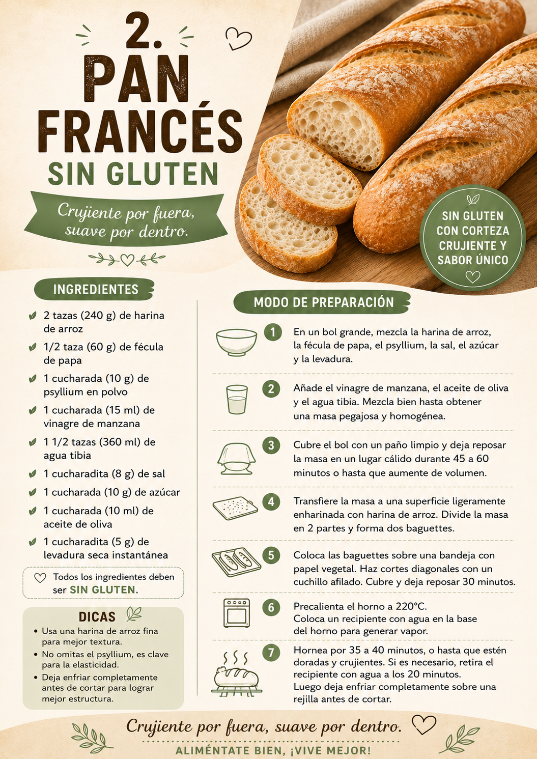 Pan francés sin gluten
